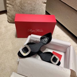 Roger Vivier Fashion Silk Leather Flat Heels For Women Black