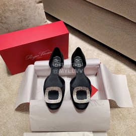 Roger Vivier Fashion Silk Leather Flat Heels For Women Black