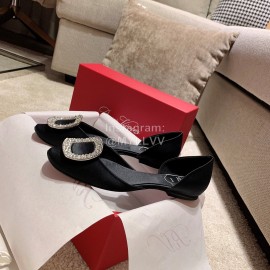 Roger Vivier Fashion Silk Leather Flat Heels For Women Black