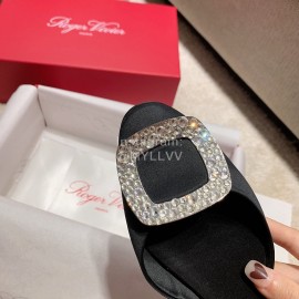 Roger Vivier Fashion Silk Leather Flat Heels For Women Black