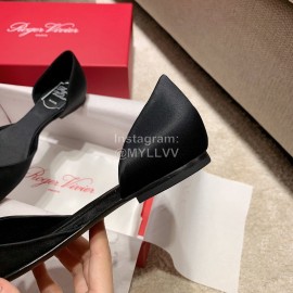 Roger Vivier Fashion Silk Leather Flat Heels For Women Black