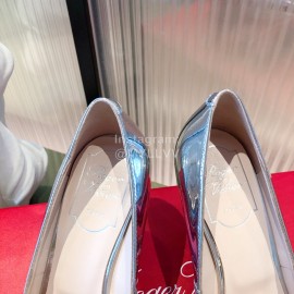 Roger Vivier Flower Diamond Buckle Leather High Heels For Women Silver