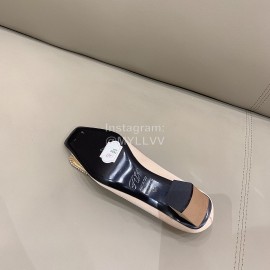 Roger Vivier Silk Leather Thick High Heels For Women Beige