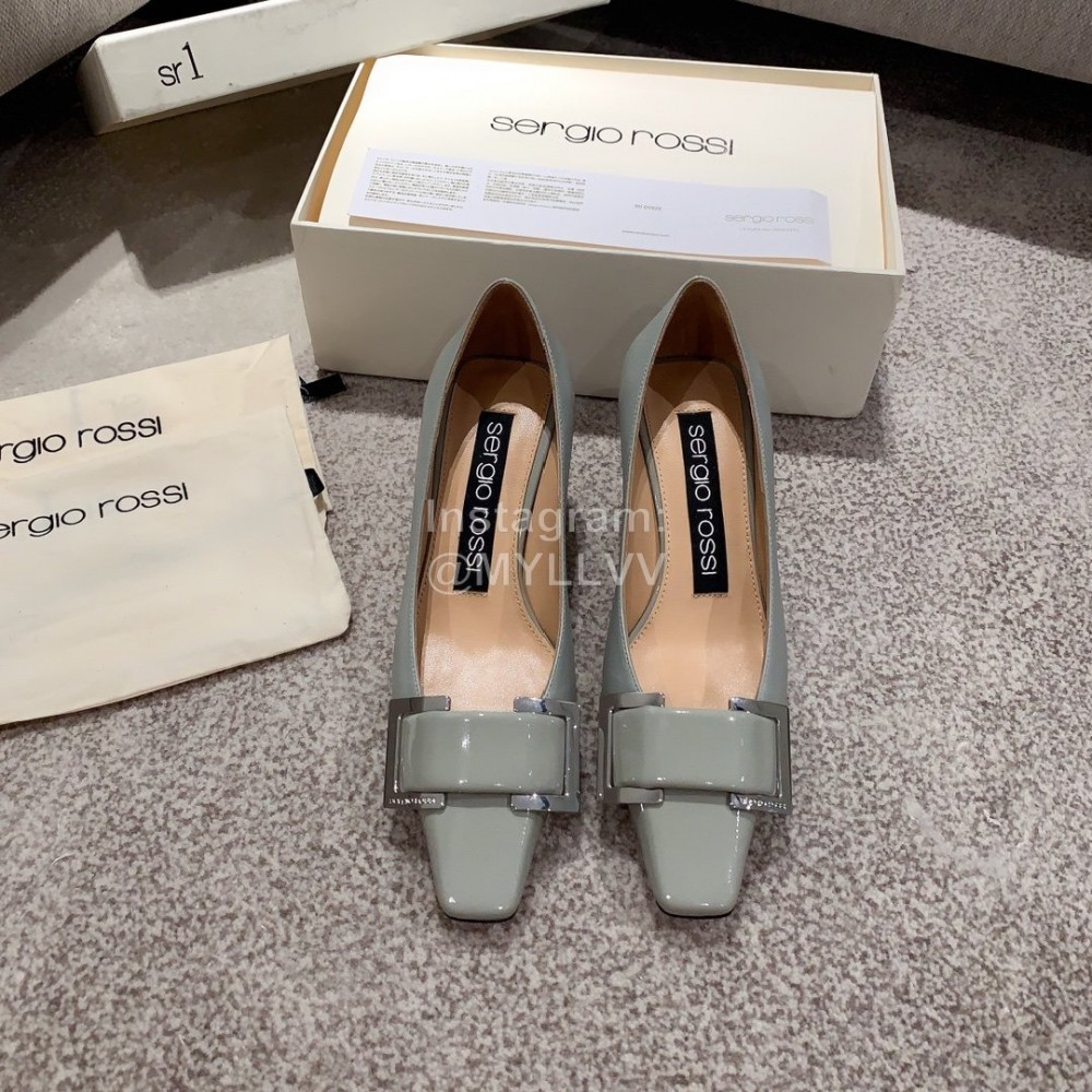 Sergio Rossi Autumn Winter New Patent Leather High Heels For Women Gray
