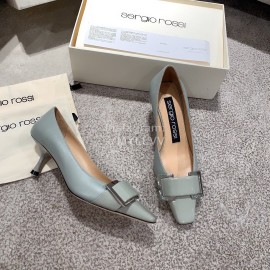 Sergio Rossi Autumn Winter New Patent Leather High Heels For Women Gray