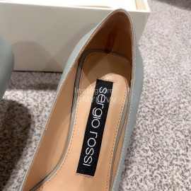 Sergio Rossi Autumn Winter New Patent Leather High Heels For Women Gray