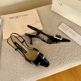 Sergio Rossi Fashion Patent Leather High Heeled Sandals For Women Black