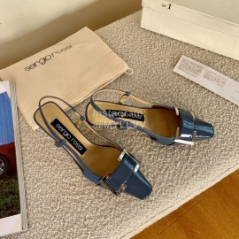 Sergio Rossi Fashion Patent Leather High Heeled Sandals For Women Blue