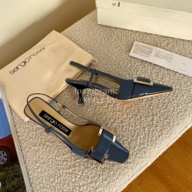 Sergio Rossi Fashion Patent Leather High Heeled Sandals For Women Blue