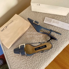 Sergio Rossi Fashion Patent Leather High Heeled Sandals For Women Blue