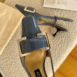 Sergio Rossi Fashion Patent Leather High Heeled Sandals For Women Blue