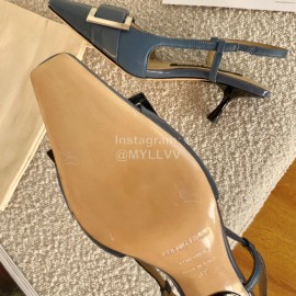 Sergio Rossi Fashion Patent Leather High Heeled Sandals For Women Blue