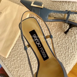 Sergio Rossi Fashion Patent Leather High Heeled Sandals For Women Blue