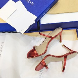 Stuart Weitzman Summer Leather High Heel Sandals For Women Red