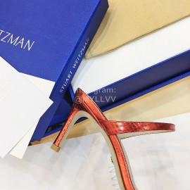 Stuart Weitzman Summer Leather High Heel Sandals For Women Red