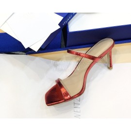 Stuart Weitzman Summer Leather High Heel Sandals For Women Red