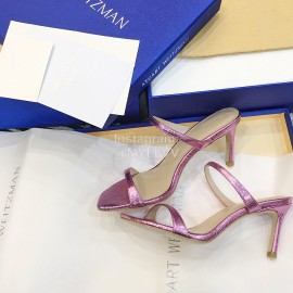 Stuart Weitzman Summer Leather High Heel Sandals For Women Purple