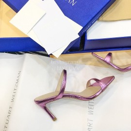 Stuart Weitzman Summer Leather High Heel Sandals For Women Purple