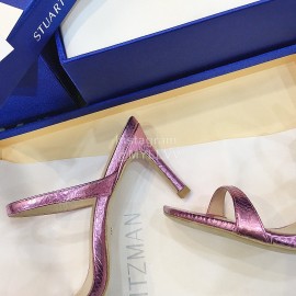 Stuart Weitzman Summer Leather High Heel Sandals For Women Purple