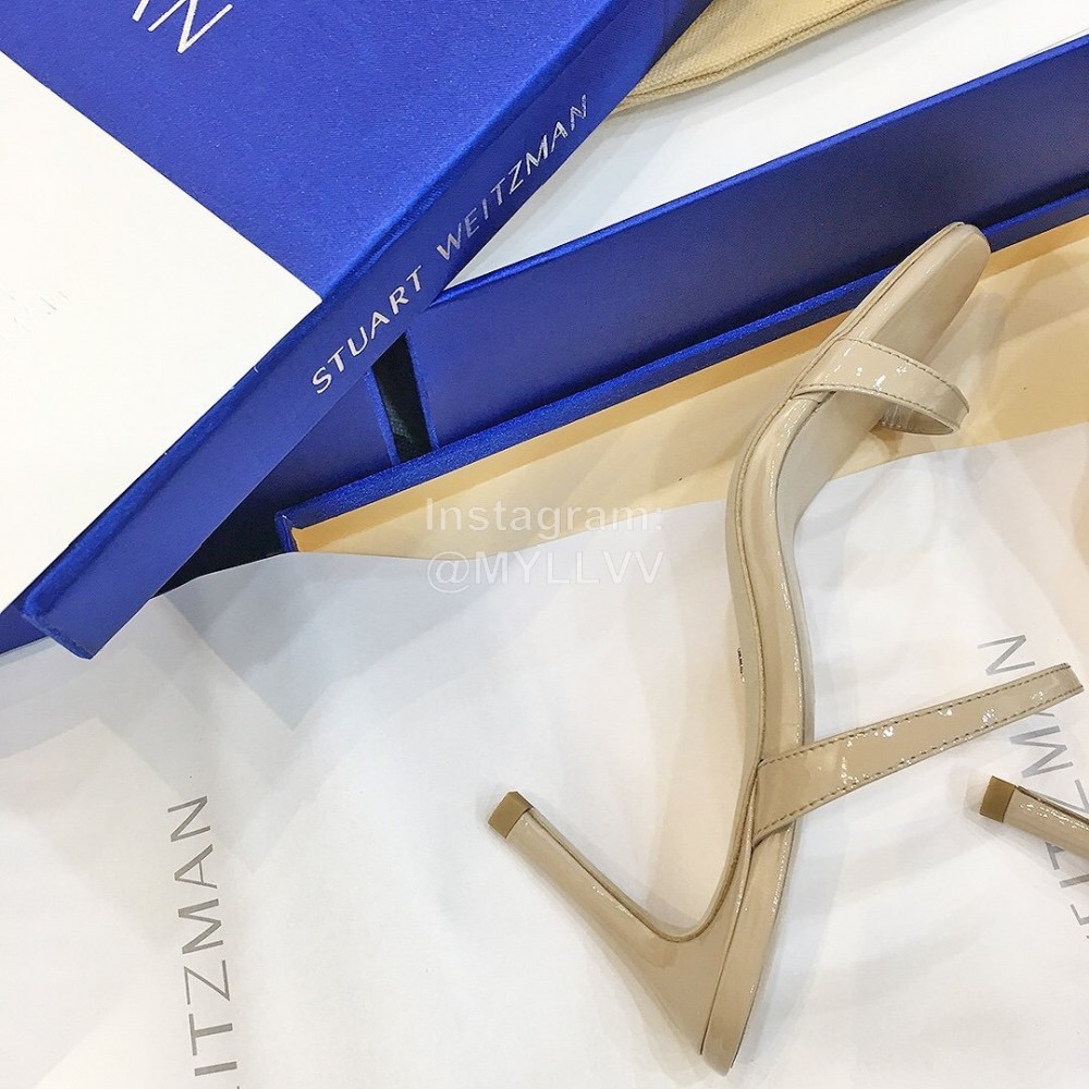 Stuart Weitzman Summer Leather High Heel Sandals For Women Apricot
