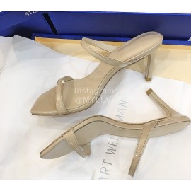 Stuart Weitzman Summer Leather High Heel Sandals For Women Apricot