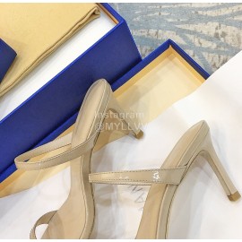 Stuart Weitzman Summer Leather High Heel Sandals For Women Apricot