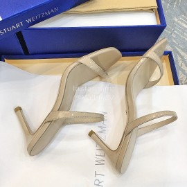 Stuart Weitzman Summer Leather High Heel Sandals For Women Apricot