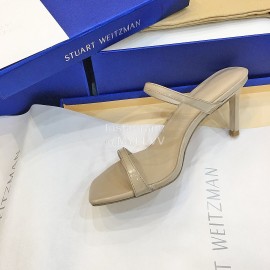 Stuart Weitzman Summer Leather High Heel Sandals For Women Apricot