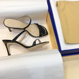 Stuart Weitzman Summer Leather High Heel Sandals For Women Black