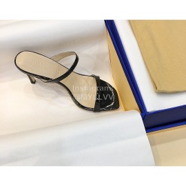 Stuart Weitzman Summer Leather High Heel Sandals For Women Black
