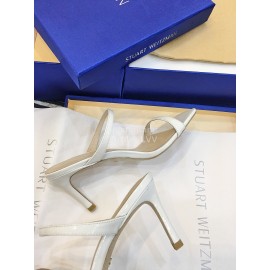 Stuart Weitzman Summer Leather High Heel Sandals For Women White