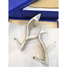 Stuart Weitzman Summer Leather High Heel Sandals For Women White