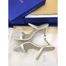 Stuart Weitzman Summer Leather High Heel Sandals For Women White