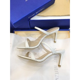 Stuart Weitzman Summer Leather High Heel Sandals For Women White