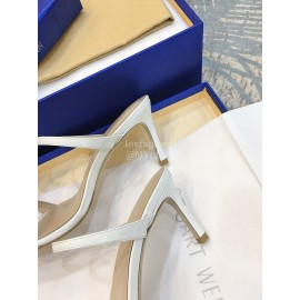 Stuart Weitzman Summer Leather High Heel Sandals For Women White
