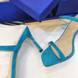 Stuart Weitzman Summer Leather High Heel Sandals For Women Blue