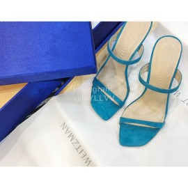Stuart Weitzman Summer Leather High Heel Sandals For Women Blue