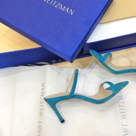 Stuart Weitzman Summer Leather High Heel Sandals For Women Blue