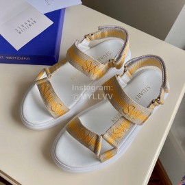 Stuart Weitzman Summer Sheepskin Embroidered Sandals For Women Yellow