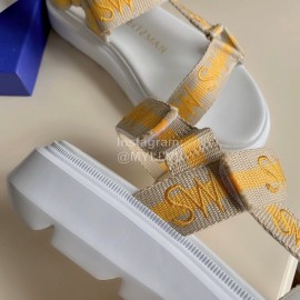 Stuart Weitzman Summer Sheepskin Embroidered Sandals For Women Yellow