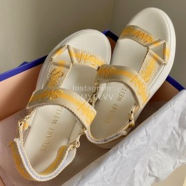 Stuart Weitzman Summer Sheepskin Embroidered Sandals For Women Yellow