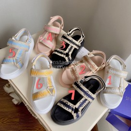 Stuart Weitzman Summer Sheepskin Embroidered Sandals For Women Blue