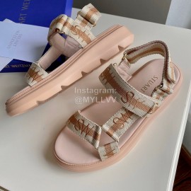 Stuart Weitzman Summer Sheepskin Embroidered Sandals For Women Brown