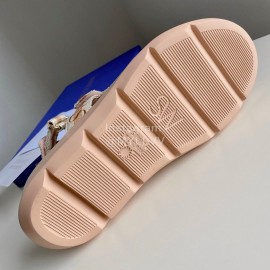 Stuart Weitzman Summer Sheepskin Embroidered Sandals For Women Brown