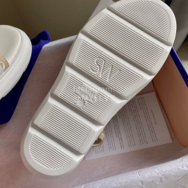 Stuart Weitzman Summer Sheepskin Embroidered Sandals For Women Khaki