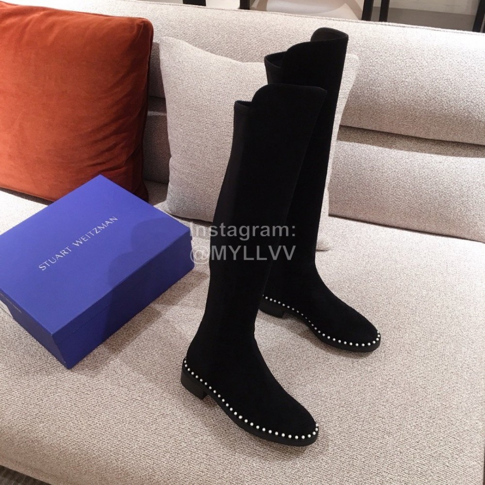 Stuart Weitzman Autumn Pearl Velvet High Boots For Women 