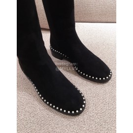 Stuart Weitzman Autumn Pearl Velvet High Boots For Women 