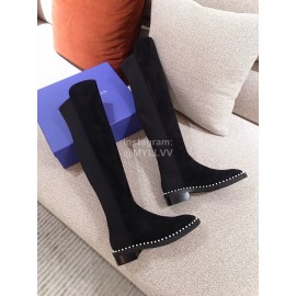 Stuart Weitzman Autumn Pearl Velvet High Boots For Women 