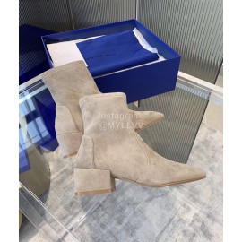 Stuart Weitzman Sheepskin Elastic Thick High Heel Boots For Women 