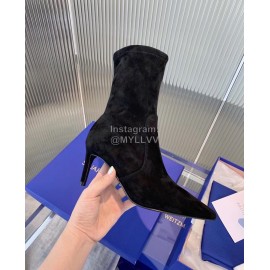 Stuart Weitzman Sheepskin Elastic High Heel Boots For Women Black